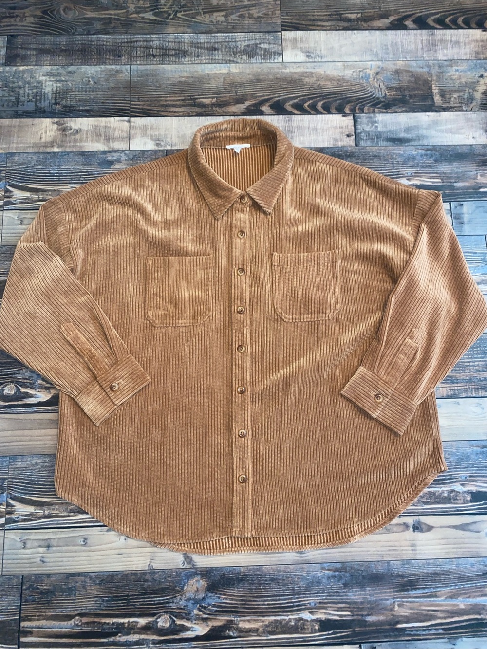 Maurices Corduroy Button-Up Jacket ‘Shacket’ in Camel Brown